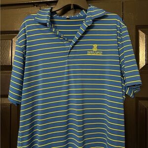 Peter Millar Blue and Yellow Striped Polo Shirt